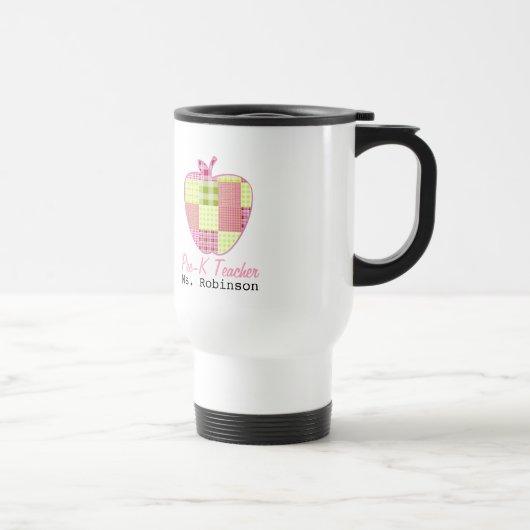Mug De Voyage Professeur d'Apple Pre-K de plaid (Droite)