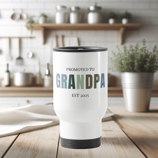 Mug De Voyage Promu à Grand-père EST 2025 | Nouveau grand-père