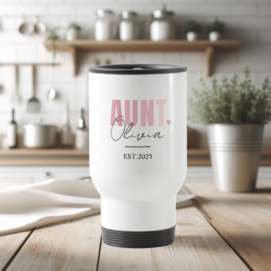 Mug De Voyage Promu à Tante EST 2025 | Nouvelle tante personnali