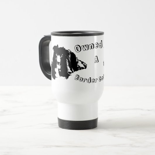Mug De Voyage Propriété D'Un Collie Frontière Drôle Chien Drôle (Devant gauche)