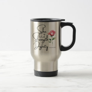 Mug De Voyage Proverbes 31:25 Elle est habillée Bible Verse Fleu