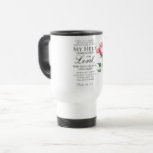Mug De Voyage Psaume 121:1-3 Je lèverai mes yeux Rose unique (Devant gauche)