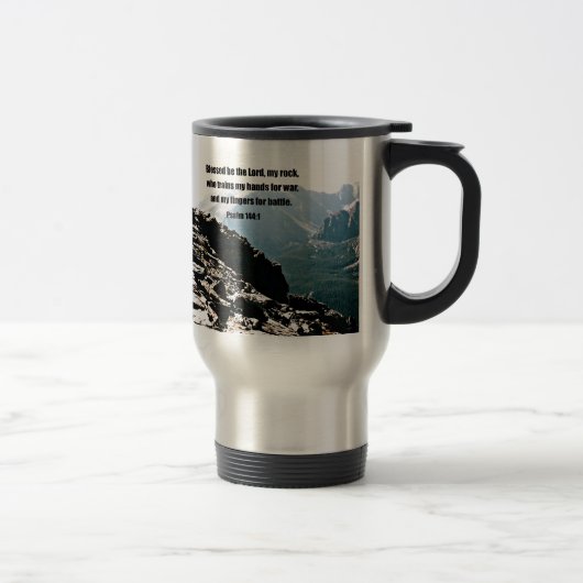 Mug De Voyage Psaume 144:1 Béni soit le Seigneur... (Droit)