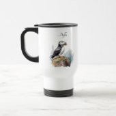 Mug De Voyage Puffin sur une aquarelle rocheuse, personnalisé (Gauche)
