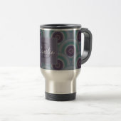 Mug De Voyage Purple and Green Retro Circles Pattern Monogram (Devant droit)