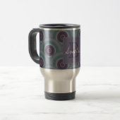 Mug De Voyage Purple and Green Retro Circles Pattern Monogram (Devant gauche)