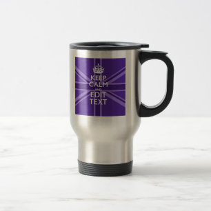 Mug De Voyage Purple Élégance Keep Calm Votre Texte Union Jack