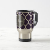 Mug De Voyage Quatrefoil violet et gris monogramme (Devant droit)