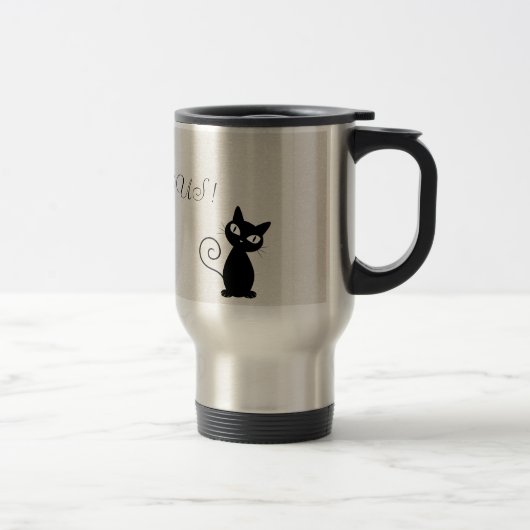 Mug De Voyage Quirky Whimsical Black Cat Glittery-Bonjour magnif (Droit)