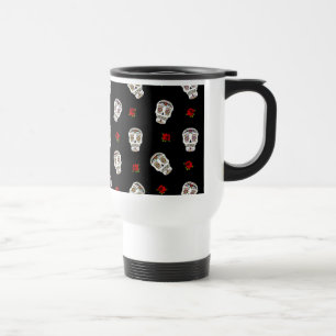 Mug De Voyage RAB Rockabilly Sugar Skulls Roses On Black