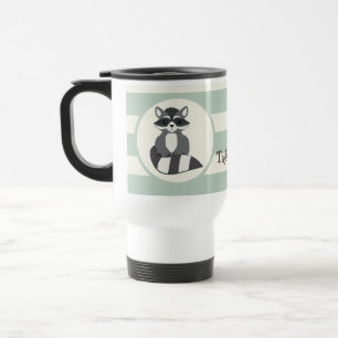 Mug De Voyage Raccoon de bois mignon; vert de bois clair
