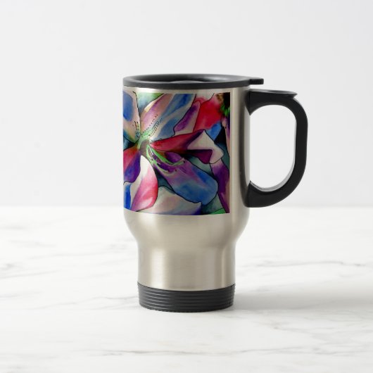Mug De Voyage Rainbow Azalea fleur aquarelle originale (Droit)