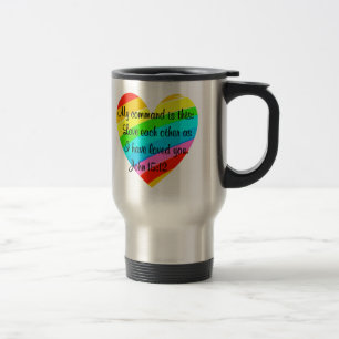 MUG DE VOYAGE RAINBOW COEUR JOHN 15:12 CONCEPTION