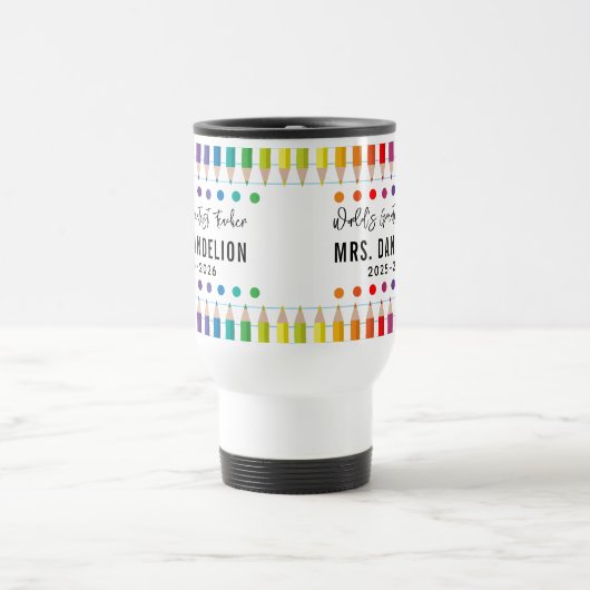 Mug De Voyage Rainbow Crayons Kindergarten Enseignant (Centre)