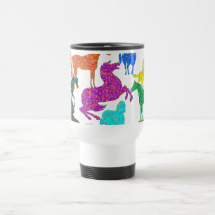 Mug De Voyage Rainbow Horses - "Dotty about Horses !"