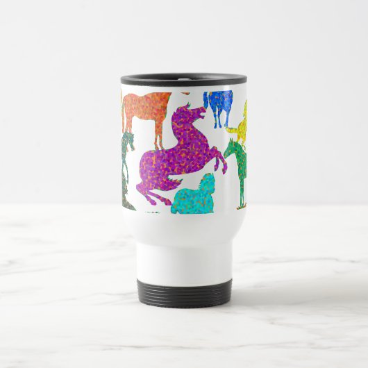 Mug De Voyage Rainbow Horses - "Dotty about Horses !" (Centre)