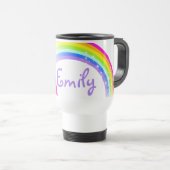 Mug De Voyage Rainbow violet étoiles et nom personnalisé (Devant droit)