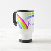Mug De Voyage Rainbow violet étoiles et nom personnalisé (Devant gauche)