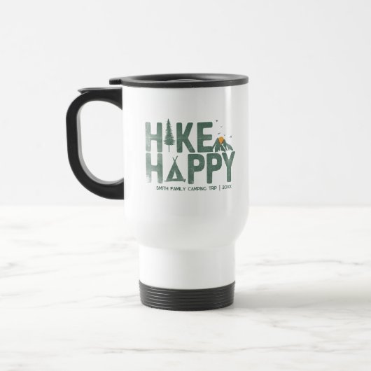 Mug De Voyage Randonnée Happy Camper Hiker Famille de Randonnées (Gauche)