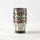 Mug De Voyage Raspberry Fruit Leaves Illustration Pattern (Centre)