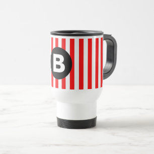 Mug De Voyage Rayes verticales rouges et blanches Monogramme noi