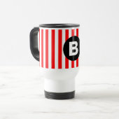 Mug De Voyage Rayes verticales rouges et blanches Monogramme noi (Devant gauche)