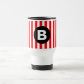 Mug De Voyage Rayes verticales rouges et blanches Monogramme noi (Centre)