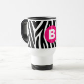 Mug De Voyage Rayures Classiques de Zèbre Monogramme Rose Clair (Devant gauche)