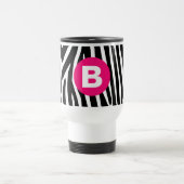 Mug De Voyage Rayures Classiques de Zèbre Monogramme Rose Clair (Centre)