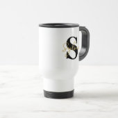 Mug De Voyage Récolte de monogramme floral (Devant droit)