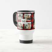 Mug De Voyage Red Buffalo Plaid & Collage Photo Avec Initiale (Devant gauche)