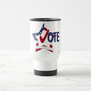 Mug De Voyage Red Check VOTE avec US Flag Star