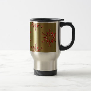 Mug De Voyage Red Christmas Stars on Gold