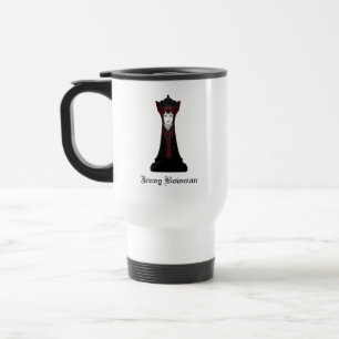 Mug De Voyage Reine des échecs noirs / Nom personnalisé