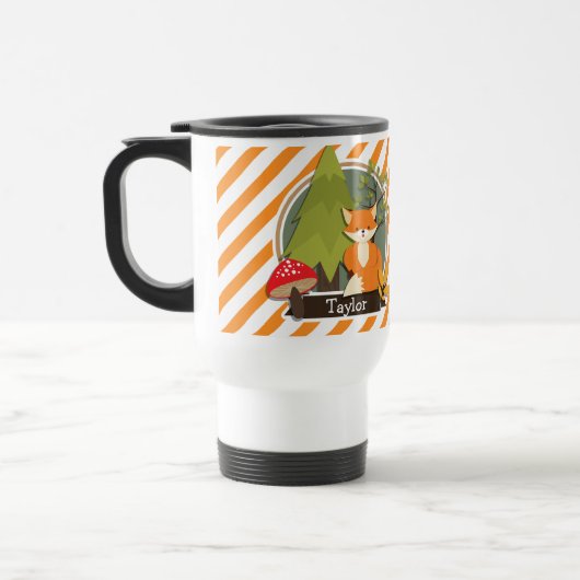 Mug De Voyage Renard des bois; bandes orange et blanches (Gauche)