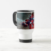 Mug De Voyage Rendu d'action Iron Man avec superposition d'esqui (Devant gauche)