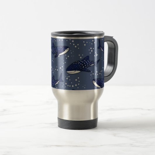 Mug De Voyage Requin de baleine étoilé (foncé) (Devant droit)