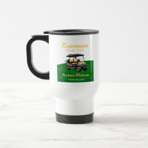 Mug De Voyage Retraite Elégant Golf Thème Panier Vert Or