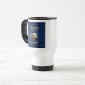Mug De Voyage Retraite Elégant thème de golf Panier Bleu Or (Devant gauche)