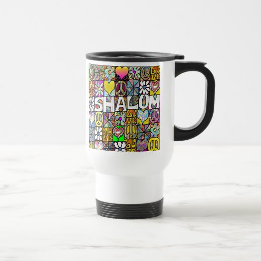 Mug De Voyage Retro 60s Psychedelic Shalom LOVE (Droite)