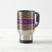 Mug De Voyage Retro Chevron Pattern Cool Personalised (Devant droit)