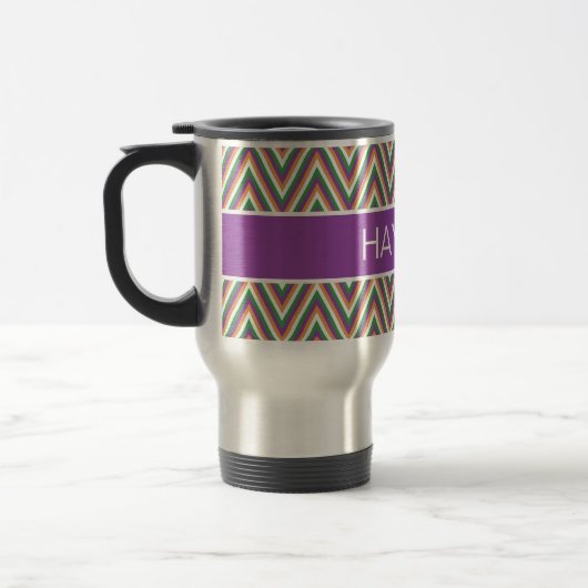 Mug De Voyage Retro Chevron Pattern Cool Personalised (Gauche)