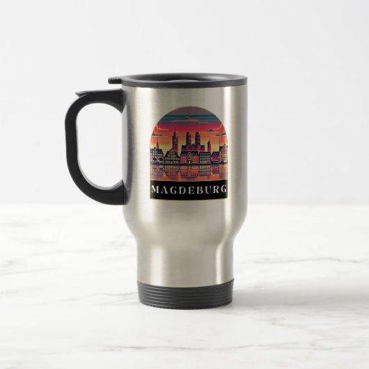 Mug De Voyage Retro Magdeburg Skyline (Gauche)