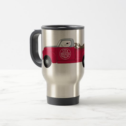 Mug De Voyage Rex et sa camionnette rouge (Devant gauche)