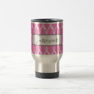 Mug De Voyage Ribbon rose Cancer du sein Survivant Mug Voyage