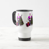 Mug De Voyage Ribbons roses du Père Noël (Devant gauche)