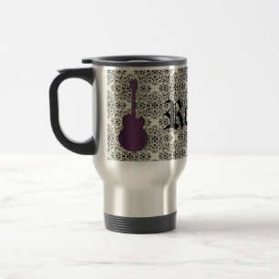Mug De Voyage Rockstar Damask Guitare Mug, Violet