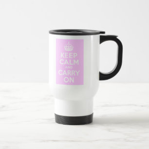 Mug De Voyage Rose pâle Gardez le calme et continuer