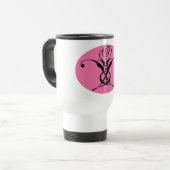 Mug De Voyage Rose rétro rose et noir (Devant gauche)
