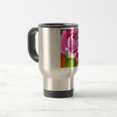 Mug De Voyage Rose rose avec aquarelle orange (Devant gauche)